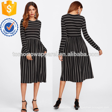 Mixed Striped Tee Kleid Herstellung Großhandel Mode Frauen Bekleidung (TA3172D)